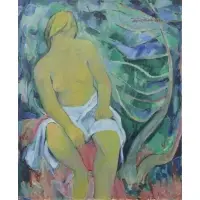 August Mosca, Girl with Yellow Hair, 1968, Oil on Canvas