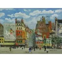 Stephen Goosson, La Place Blanch Pigalle, Oil on Board