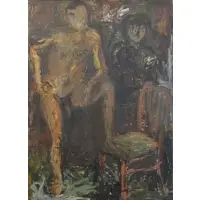 Larry Rivers, Portrait of Richard Astor with Birdie, 1951, Oil on Canvas