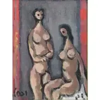 Jacob Wexler, Nude Couple, Oil On Canvas