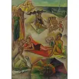 N. Oil On Canvas Morosoff, Abstract Beach Scene