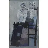 Meir Steingold, Seated Figures, Gouache on Paper
