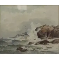 William Huston, Boat at Sea, Watercolor