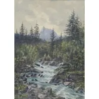 A.F Muller, River Scene, Watercolor "River Scene"