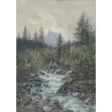 A.F Muller, River Scene, Watercolor "River Scene"