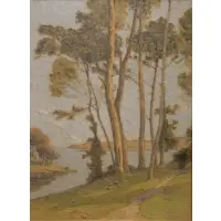 Carlos-Lefebvre, Coastal Trees, Oil On Board