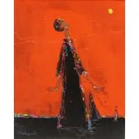 Alvin Hollingsworth, Woman Leading Towards the Sun, Oil on Board