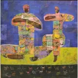 Roland Pisquiy, Roland Pisquiy, Oil On Canvas."Flauteros" Signed and dated 2000 lower left