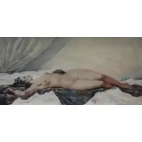 Cesar Vilot, Reclining Nude, Oil on Canvas