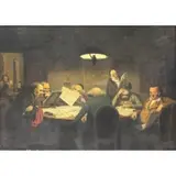 Gentlemen Reading Newspaper by P. Oil on Canvas Neufeld, sold Feb 2018