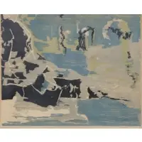 Constance Scharff, Reflections, Color Woodcut