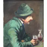 Led Thomas, Drinker, Oil on Panel