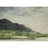 E. Watercolor Velasquez, River Landscape
