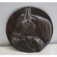 Irene Rochard, Medallion of Horse and Dog, Bronze