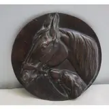 Irene Rochard, Medallion of Horse and Dog, Bronze
