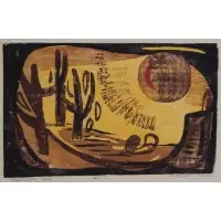 Hildegarde Haas, Flaming Sky, 1947, Woodcut