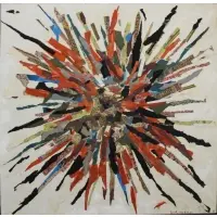 Sunburst by Ruth Norman, 1998, Mixed Media Collage on Canvas, sold Feb 2018
