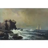 Mauritz F De Haas, Seaside Cliff with Figures, H. Oil on Canvas