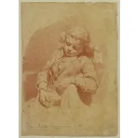 Manuel Salvador Carmona, Child Asleep in a Chair, Red Chalk on Laid Paper, 1764