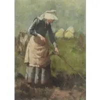 Peapicker in the Field by Harry Roseland, Oil on Canvas, sold Jan 2018