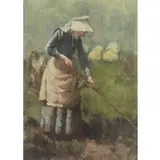 Harry Roseland, Peapicker in the Field, Oil on Canvas