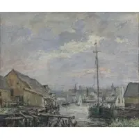 Denys Wortman, Harbor Scene, 1915, Oil on Canvas