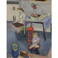 Will Barnet, Interior, 1943, Oil on Canvas