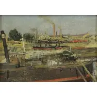 Theodore Robinson, Cos Cob, Oil on Board