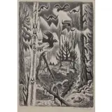 Charles E. Burchfield, Crows in March, 1952, Lithograph "Crows in March" 1952