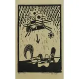 Werner Drewes, Hunting the Sea Monster, 1938, Linocut