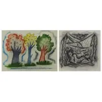 George Marinko, To my good friends Harriette + Martin Diamond / George Marinko sr"; sight - 14, Two Works on Paper