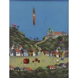 Endara Gonzalo Crow, Village Landscape with Candle and Apples