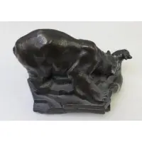 Deszo Lanyi, Bear Devouring Seal, Bronze