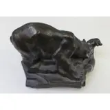 Deszo Lanyi, Bear Devouring Seal, Bronze