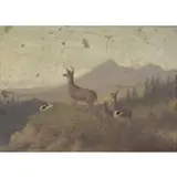 Thomas Hewes Hinckley, Deer in Landscape, Oil on Canvas