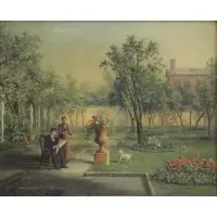John Linton Chapman, J. Linton Chapman / Albany Aug 1898, Oil on Canvas, Garden Scene