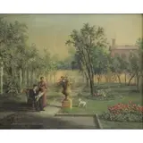 John Linton Chapman, J. Linton Chapman / Albany Aug 1898, Oil on Canvas, Garden Scene