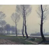 Georges Daubner, Tree Lined Path, Oil on Canvas