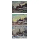 Antonio Cirino, Sunset Flame, Three Oils on Board of an East Providence, Rhode Island Church