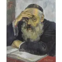 Tully Filmus, Rabbi with Book, Oil on Canvas