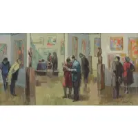 Tully Filmus, Sunday in the Museum, Oil on Canvas