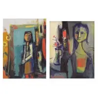 Figures in Interiors by Marc Sterling, Two Oils on Canvas, sold Dec 2017