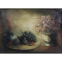 Still Life with Fruit and Flowers by Marc Sterling, Oil on Canvas, sold Dec 2017