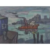 Untitled by Jacob Kainen, Oil on Board, sold Dec 2017