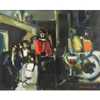 Michael Bonnaud, Cafe Scene, 1963, Oil on Canvas