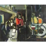 Michael Bonnaud, Cafe Scene, 1963, Oil on Canvas