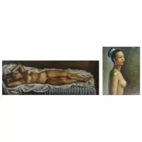 René Besset, Untitled, Two Oils of Nudes