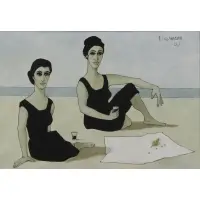 On the Beach by Keith Ingermann, 1960, Oil on Board, sold Dec 2017