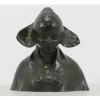 Henri Pernot, Henri Pernot (French, 1859-1937), Bronze Bust of a Breton Maiden