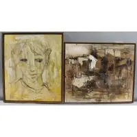 71 and '72. Dimensions: face - 23 by Gino Hollander, Two Oils on Canvas, sold Dec 2017